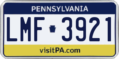 PA license plate LMF3921