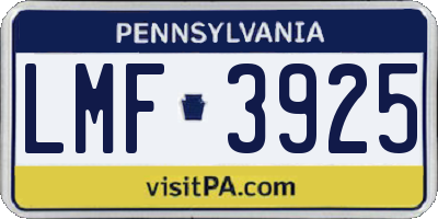 PA license plate LMF3925