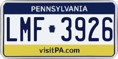 PA license plate LMF3926