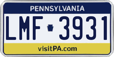 PA license plate LMF3931