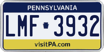 PA license plate LMF3932