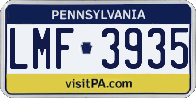PA license plate LMF3935