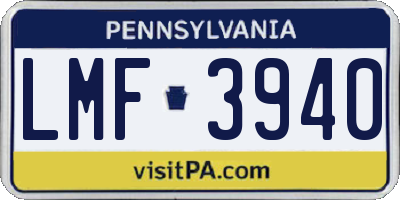 PA license plate LMF3940