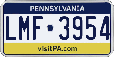 PA license plate LMF3954