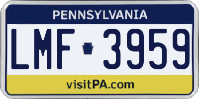 PA license plate LMF3959