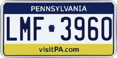 PA license plate LMF3960