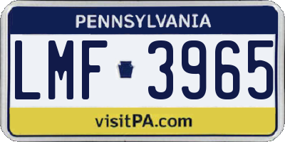 PA license plate LMF3965