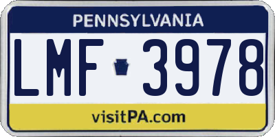 PA license plate LMF3978