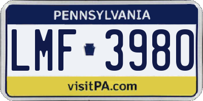 PA license plate LMF3980