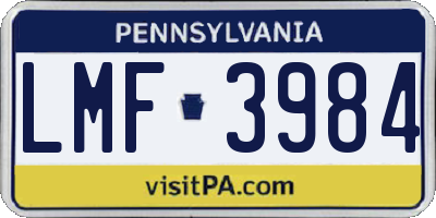 PA license plate LMF3984