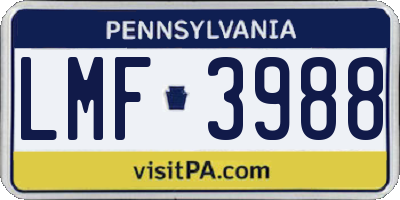 PA license plate LMF3988