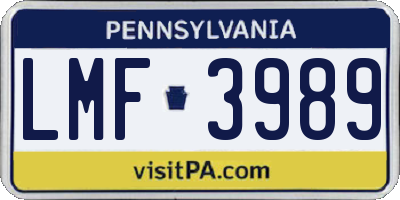 PA license plate LMF3989