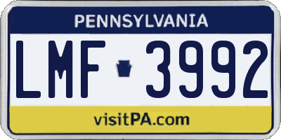 PA license plate LMF3992