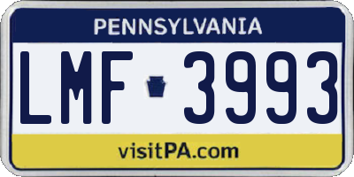 PA license plate LMF3993