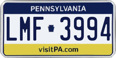 PA license plate LMF3994
