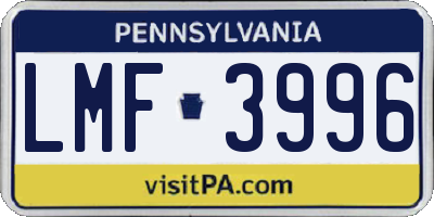 PA license plate LMF3996