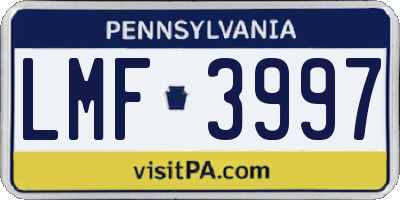 PA license plate LMF3997