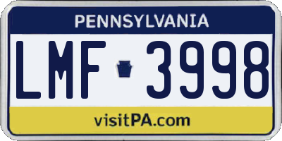 PA license plate LMF3998