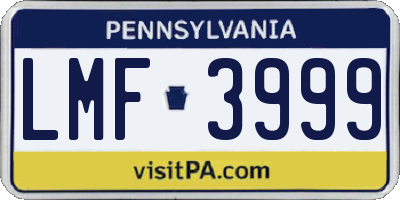 PA license plate LMF3999