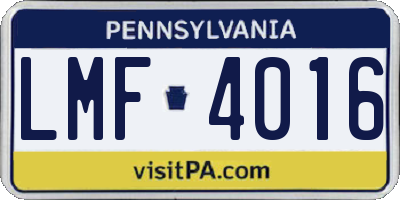 PA license plate LMF4016
