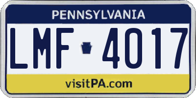 PA license plate LMF4017