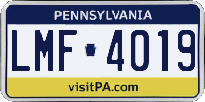 PA license plate LMF4019