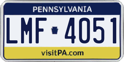 PA license plate LMF4051