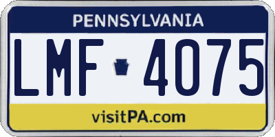 PA license plate LMF4075