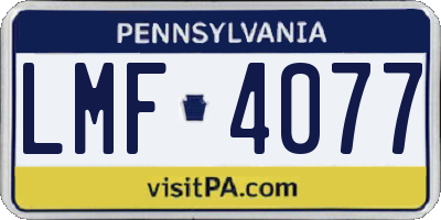 PA license plate LMF4077