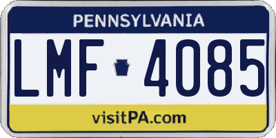PA license plate LMF4085