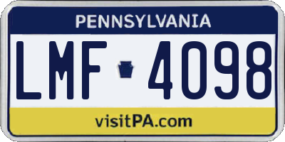 PA license plate LMF4098