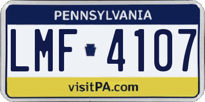 PA license plate LMF4107