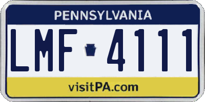 PA license plate LMF4111