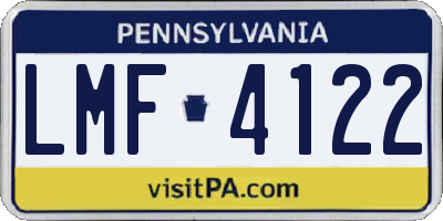 PA license plate LMF4122