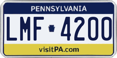 PA license plate LMF4200