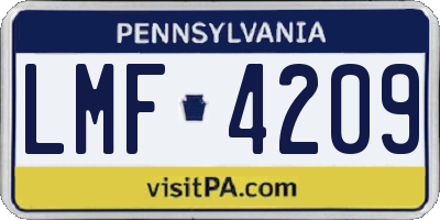 PA license plate LMF4209