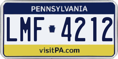 PA license plate LMF4212