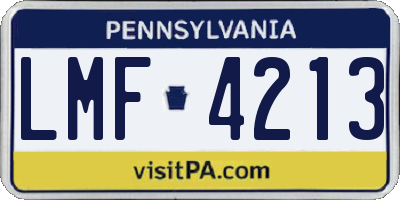 PA license plate LMF4213