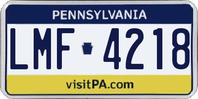 PA license plate LMF4218