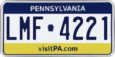 PA license plate LMF4221
