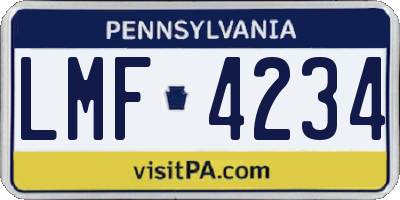 PA license plate LMF4234