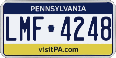 PA license plate LMF4248