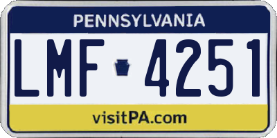 PA license plate LMF4251