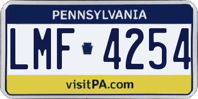 PA license plate LMF4254