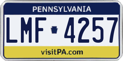 PA license plate LMF4257