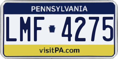 PA license plate LMF4275