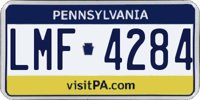 PA license plate LMF4284