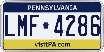 PA license plate LMF4286