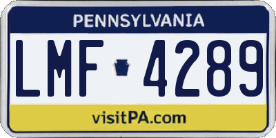 PA license plate LMF4289