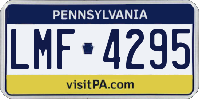 PA license plate LMF4295